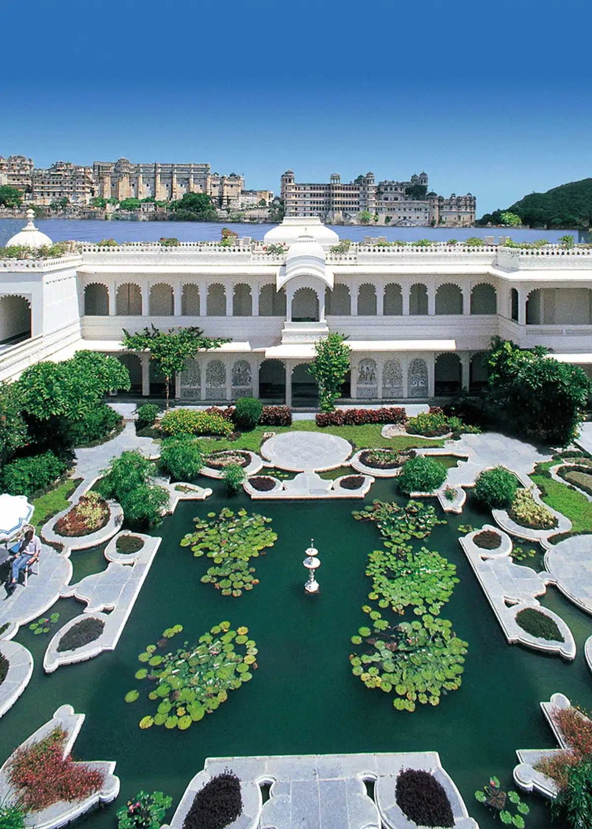Exterior view (Lily Pond) of Taj Lake Palace, Udaipur